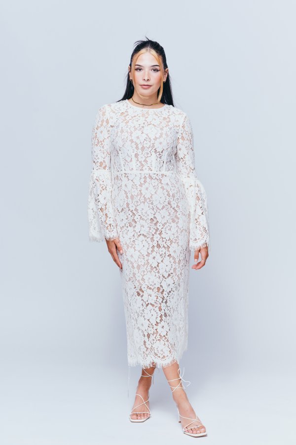 Ivory Cotton Lace midi Dress